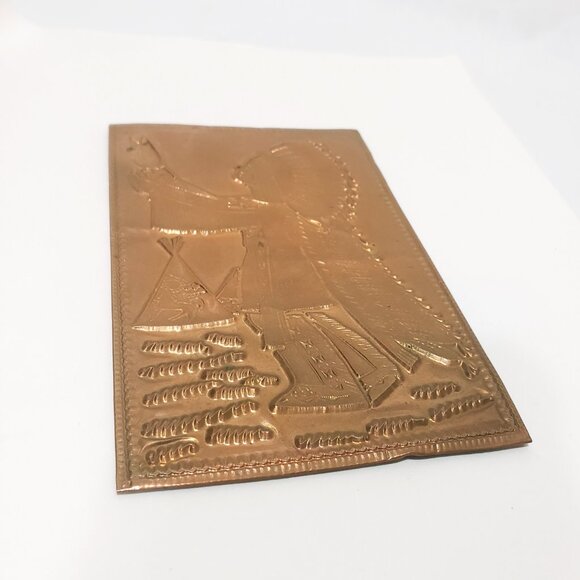 Vintage Kopper Kard Postcard Embossed Copper Card Indian Chief Ceremonial Dress - Picture 5 of 7